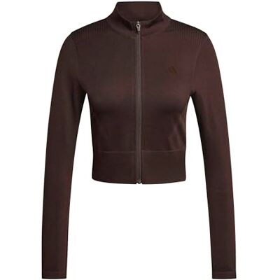 adidas dames Workout Essentials Knit Zip Through Sweatshirt, Aurora Coffee, XL adidas dames Workout Essentials Knit Zip Through Sweatshirt, Aurora Coffee, XL