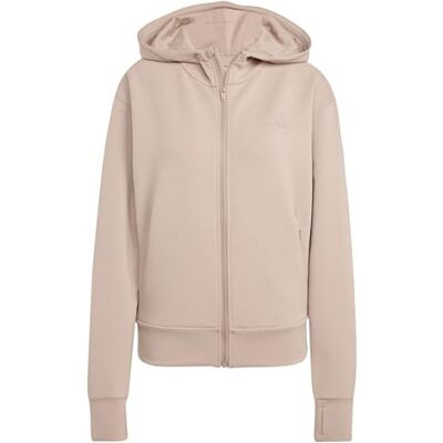 adidas Mujer D4T Workout Full Zip Hooded Sweatshirt, chalky brown, S adidas Mujer D4T Workout Full Zip Hooded Sweatshirt, chalky brown, S