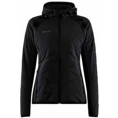 Craft ADV Explore Hybrid Jacket W, overgangsjas voor dames, XXL, zwart, lichte, gewatteerde jas met jersey-stretchinzetstukken, verstelbare capuchon, met zakken, licht windjack voor dames Craft ADV Explore Hybrid Jacket W, overgangsjas voor dames, XXL, zwart, lichte, gewatteerde jas met jersey-stretchinzetstukken, verstelbare capuchon, met zakken, licht windjack voor dames