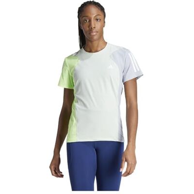 adidas Dames Own the Run Colorblock Tee, linen green/green spark/halo silver, XS adidas Dames Own the Run Colorblock Tee, linen green/green spark/halo silver, XS