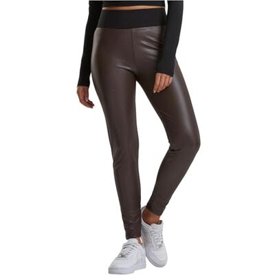 Urban Classics Dames Yoga broek Dames nep lederen legging hoge taille, bruin, XXL Urban Classics Dames Yoga broek Dames nep lederen legging hoge taille, bruin, XXL