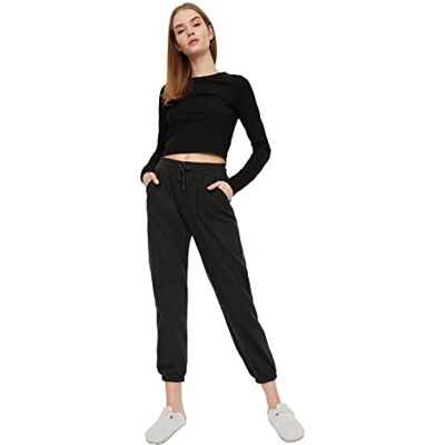 Dames jogger tracksuit broek - Donkergrijs katoen - Maat X-Small Dames jogger tracksuit broek - Donkergrijs katoen - Maat X-Small