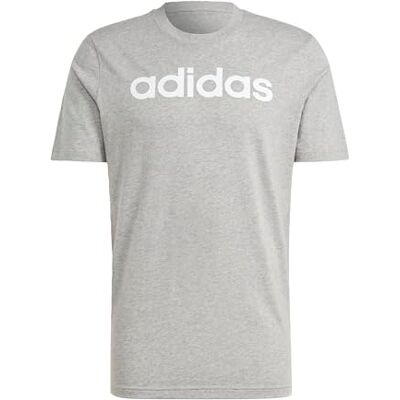 adidas Heren Essentials Single Jersey Linear Embroidered Logo Tee, Medium Grey Heather, S adidas Heren Essentials Single Jersey Linear Embroidered Logo Tee, Medium Grey Heather, S