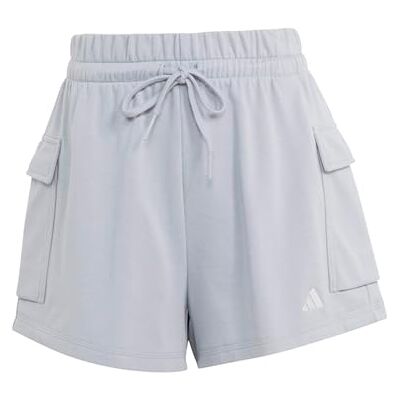 adidas Mujer ESSENTIALS SMALL LOGO FRENCH TERRY CARGO SHORTS, halo silver/white, XS adidas Mujer ESSENTIALS SMALL LOGO FRENCH TERRY CARGO SHORTS, halo silver/white, XS
