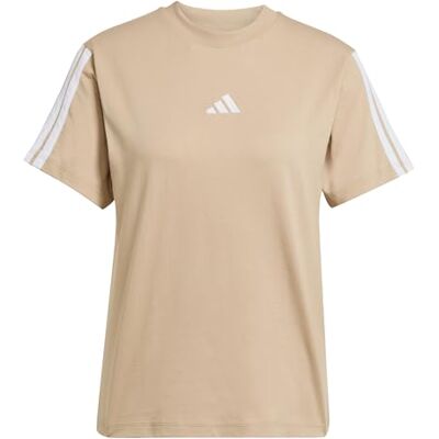 adidas Dames ESSENTIALS 3-STRIPES SLEEVE COTTON T-SHIRT, warm sandstone/white, XS adidas Dames ESSENTIALS 3-STRIPES SLEEVE COTTON T-SHIRT, warm sandstone/white, XS