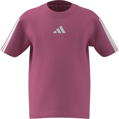 adidas Unisex niños ESSENTIALS 3 STRIPES SLEEVE T-SHIRT, pink fusion/white, 4-5 Years adidas Unisex niños ESSENTIALS 3 STRIPES SLEEVE T-SHIRT, pink fusion/white, 4-5 Years