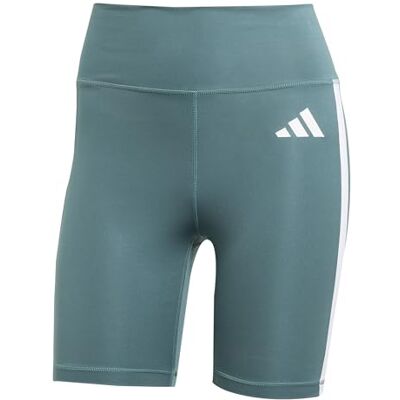 adidas Dames Optime Essentials 3Stripes Short Leggings, preloved teal/white, M 5 inch adidas Dames Optime Essentials 3Stripes Short Leggings, preloved teal/white, M 5 inch