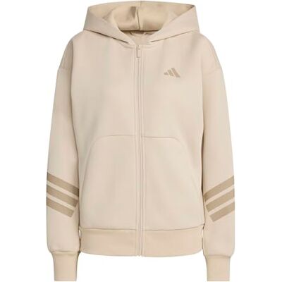 adidas Mujer FUTURE ICONS THREE STRIPES FULL ZIP HOODIE, Crystal Linen, XS adidas Mujer FUTURE ICONS THREE STRIPES FULL ZIP HOODIE, Crystal Linen, XS