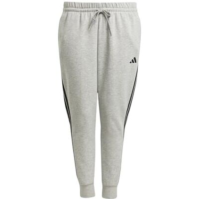 adidas Dames ESSENTIALS 3-STRIPES FLEECE SLIM PANTS (PLUS SIZE), Medium Grey Heather/Black, XL Plus adidas Dames ESSENTIALS 3-STRIPES FLEECE SLIM PANTS (PLUS SIZE), Medium Grey Heather/Black, XL Plus