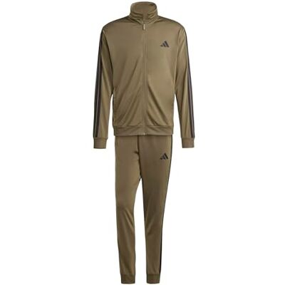 adidas heren Sportswear Basic 3 Stripes Tricot Track Suit, Olive Strata, XS Short adidas heren Sportswear Basic 3 Stripes Tricot Track Suit, Olive Strata, XS Short