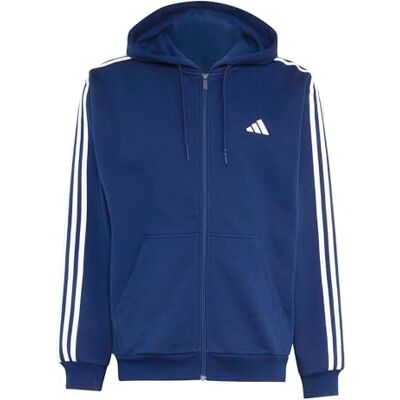 adidas heren Essentials 3-Stripes Fleece Full-Zip Hoodie Sweatshirt, team navy blue 2/white, S adidas heren Essentials 3-Stripes Fleece Full-Zip Hoodie Sweatshirt, team navy blue 2/white, S