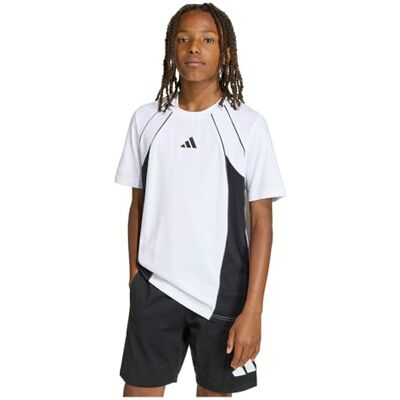 adidas Unisex niños COLOR BLOCK T-SHIRT, white/black/grey six, 5-6 Years adidas Unisex niños COLOR BLOCK T-SHIRT, white/black/grey six, 5-6 Years