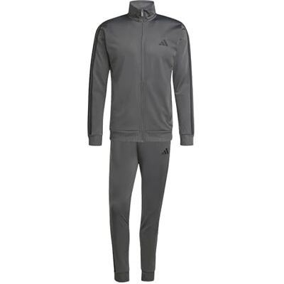adidas Hombre SPORTSWEAR BASIC 3 STRIPES TRICOT TRACKSUIT, grey six, S adidas Hombre SPORTSWEAR BASIC 3 STRIPES TRICOT TRACKSUIT, grey six, S