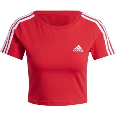 adidas Dames Essentials 3-Stripes Crop Tee, better scarlet, XL adidas Dames Essentials 3-Stripes Crop Tee, better scarlet, XL
