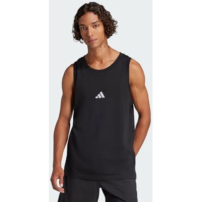 adidas heren Essentials Small Logo Single Jersey Tank Top Shirt, black/white, S adidas heren Essentials Small Logo Single Jersey Tank Top Shirt, black/white, S