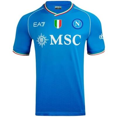 SSC NAPOLI Raceshirt, EA7, driekleurig wapen, technische stof Dry Touch, 2023/2024 SSC NAPOLI Raceshirt, EA7, driekleurig wapen, technische stof Dry Touch, 2023/2024