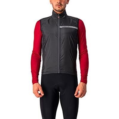CASTELLI Squadra Stretch Vest voor heren, winddichte volledige lengte rits shell met hoge kraag voor weg en grind fietsen I fietsen, Licht Zwart/Donker Grijs, 3XL CASTELLI Squadra Stretch Vest voor heren, winddichte volledige lengte rits shell met hoge kraag voor weg en grind fietsen I fietsen, Licht Zwart/Donker Grijs, 3XL