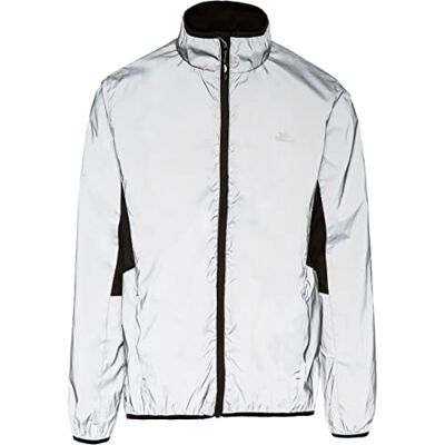 Trespass Ultra reflecterende actieve jas voor heren Zig Tricot kinbescherming, elastische band aan kraag, zoom en manchetten, 2 zakken met ritssluiting, volledig reflecterende stof, waterbestendig Trespass Ultra reflecterende actieve jas voor heren Zig Tricot kinbescherming, elastische band aan kraag, zoom en manchetten, 2 zakken met ritssluiting, volledig reflecterende stof, waterbestendig