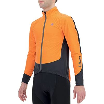UYN Heren Fietsen Packable Regular Fit Jas - Oranje/Zwart UYN Heren Fietsen Packable Regular Fit Jas - Oranje/Zwart