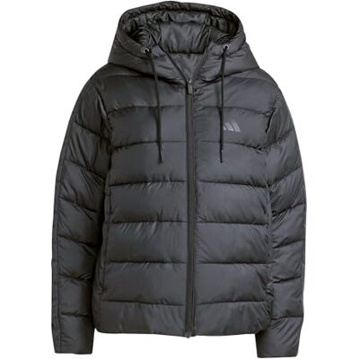 adidas dames Essentials Climawarm 3 Stripes Synthetic Down Hooded Coat, black, L adidas dames Essentials Climawarm 3 Stripes Synthetic Down Hooded Coat, black, L