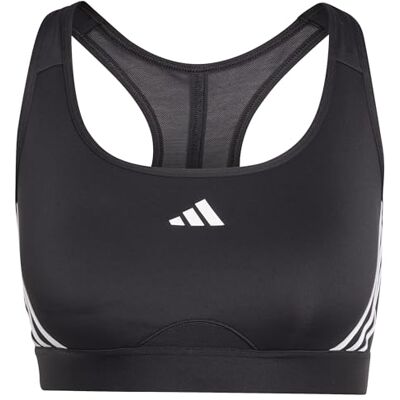 adidas Dames Powerreact Train Medium Support 3Stripes BH Sportbeha, SEG Zwart/Wit adidas Dames Powerreact Train Medium Support 3Stripes BH Sportbeha, SEG Zwart/Wit