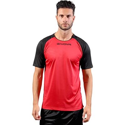 Givova T-shirt interlock rood/zwart maat M Givova T-shirt interlock rood/zwart maat M