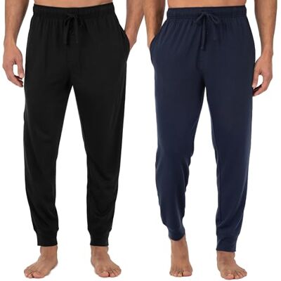 Fruit of the Loom Men's Jersey Knit Jogger Sleep Pant (1 and 2 Packs), Black/Navy, 2X Tall Fruit of the Loom Men's Jersey Knit Jogger Sleep Pant (1 and 2 Packs), Black/Navy, 2X Tall