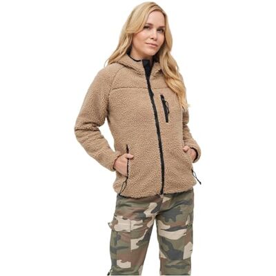Brandit Teddy fleece jas met capuchon voor dames, winterjas, jacht, outdoor, fleece jas, coyote, XXL Brandit Teddy fleece jas met capuchon voor dames, winterjas, jacht, outdoor, fleece jas, coyote, XXL
