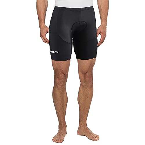 HOMTOL Fietsbroek voor heren, korte fietsbroek met 3D-zeem, korte fietsbroek, ademend, sneldrogend, stootvaste fietsbroek, zwart-01, XL