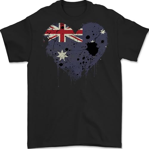 3TEES Liefde Australische vlag Australische dag voetbal heren T-shirt 100% katoen, Zwart, 3XL