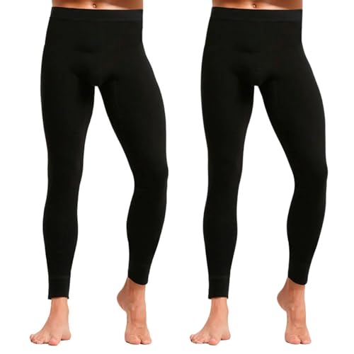 VALKO INDUSTRY Valko Thermische legging voor heren, thermische broek voor heren, thermisch ondergoed voor heren, thermisch ondergoed, Zwart, L