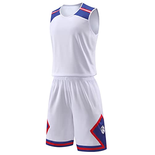 HULG Kids Basketbal Kit, basketbal Kit, basketbal Kits voor jongens, kinderen Basketbal Set, Heren Basketbal Jersey en Shorts Team Uniform met Zakken Sportkleding Uniform (jersey-05,6XL)