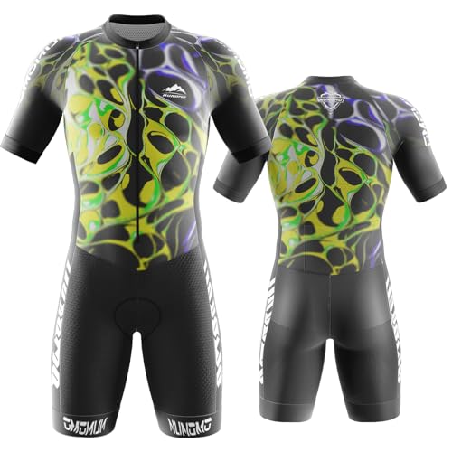 NUNOMO Triatlon Pro fiets skinsuit voor heren, triatlon pak, triatlon pak, compressie, duatlon lopen, zwemmen, drogen en ademend (type 4, 5XL)