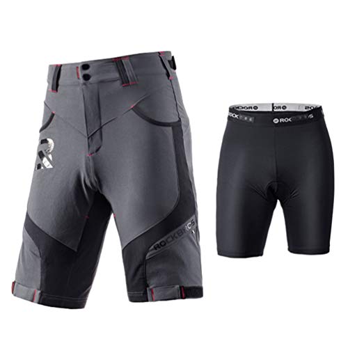 ROCKBROS Korte Fietsbroek Heren Fietsbroek Met Zeem 4D Ademend Sneldrogend Fietsbroek MTB Broek Fietsbroek Lichtbruin M-4XL