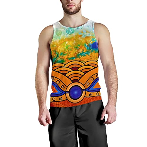 Generic Mode tanktops voor mannen mouwloos vest 2024 mannen lente zomer shirt mode strand top O-hals shirt mouwloos tank tops los bedrukt casual shirt running tops voor mannen, Geel, M