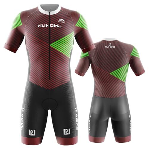 NUNOMO Pro Trisuit triatlon voor heren, korte mouwen, triatlon-pak met korte mouwen, triatlon pak, skinsuit, triatlon triatlon tri-pak voor wedstrijden, panty (type 6, XL)