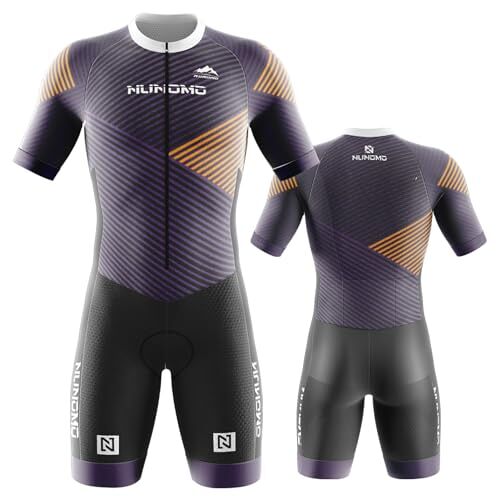 NUNOMO Pro Trisuit triatlon voor heren, korte mouwen, triatlon-pak met korte mouwen, triatlon, skinsuit, triatlon triatlon tri-pak voor wedstrijdpanty (type 3, XL)