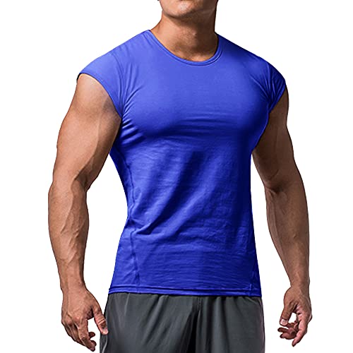 Muscle Alive Heren Atletisch T-shirts Tees Korte mouw Spier Besnoeiing voor Bodybuilding Training Opleiding Fitness Tops Ronde hals Katoen