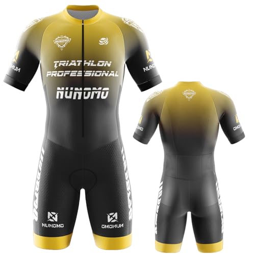 NUNOMO Heren MTB triatlon tripak korte mouw sneldrogend fietsen skinsuit, voor fietsen, training, racefiets top, fietsen kleding Pro met 9D-kussen voor fietsen, rijden, fietsen, pak (TYPE-7, M)