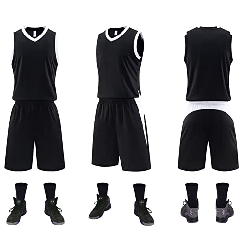HULG Mode Basketbal Jersey, volwassen Basketbal Jersey, kinderen Basketbal Set, Heren Basketbal Jersey en Shorts Team Uniform met Zakken Sportkleding Uniform (jersey-06,4XL)