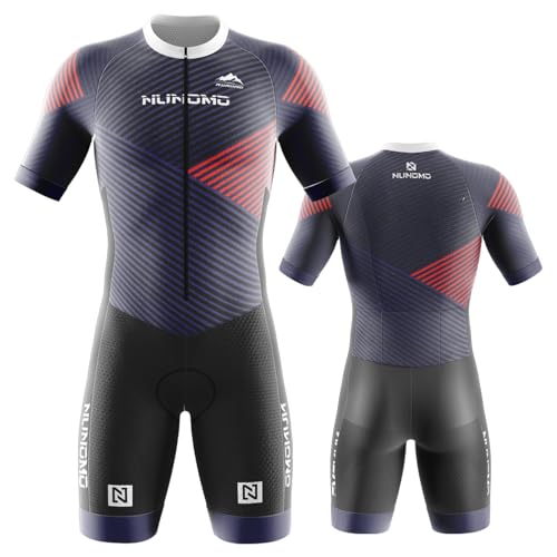 NUNOMO Pro Trisuit triatlonpak voor heren, korte mouwen, triatlon pak, korte mouwen, triatlon, skinsuit, triatlon triatlon tri-pak voor wedstrijdpanty (type 2, 2XL)