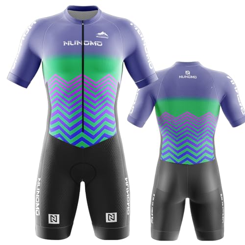 NUNOMO Triathlon pak heren trisuit eendelig triatlonpak triatlon eendelig kort 3 zakken voor wedstrijden hardlopen, fietsen, zwemmen, panty (TYPE-10,5XL)