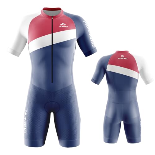 NUNOMO Triatlonpak voor heren Triatlonpakken Heren Korte Mouw Heren Trisuit Heren Trisuit 3 Zakken Trisuit und Triathlon Sneldrogend Ademend, (TYPE-5,5XL)