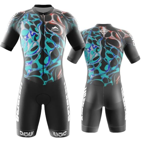 NUNOMO Triatlon Pro fiets skinsuit voor heren, triatlon pak, triatlon pak, compressie, duatlon lopen, zwemmen, drogen en ademend (type 8, 5XL)