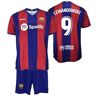 Futbol Club Barcelona T-shirt en broek Lewandowski 9 eerste team seizoen 2023/2024 officiële replica met licentie kind, Blauw / rood (azulgrana), 8 Jaar