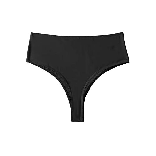 GORGLITTER Bikinibroekje voor dames, hoge taille, bikinibroekje, triangel, bikinibroekje, bikinislip, zwart, M