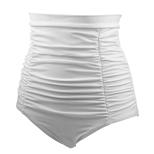 tuwiwol Badpakbroek met hoge taille voor pure kleuren badmode Meerdere maten beschikbaar Sexy badpakbroek met hoge taille Nylon, Wit, M