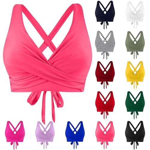 BAWUTZ Bikini BH dames badmode bikinitop borsten dames push-up bikini top, bikini top rugvrij verstelbare tie-up bikinitop, rugvrij bikinitop met vulling zonder beugel