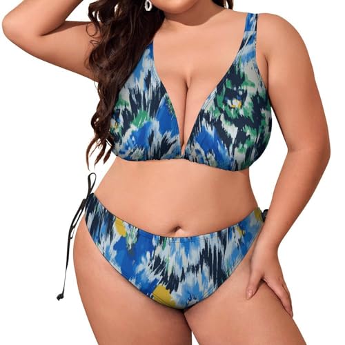 AILLOSA Bikiniset Plus Size voor dames, gevoerd, grote tweedelige bikiniset, haltertop, plussize, zwempak, Yh-76, 4XL