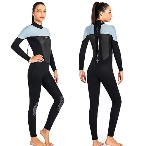 FYWYVIY Volledig wetsuit 3 mm neopreen duikpakken full body surfpak lange mouwen duikpak voor kanoën snorkelen peddel instappak volledige natte pakken (kleur: dames-B, maat: M)